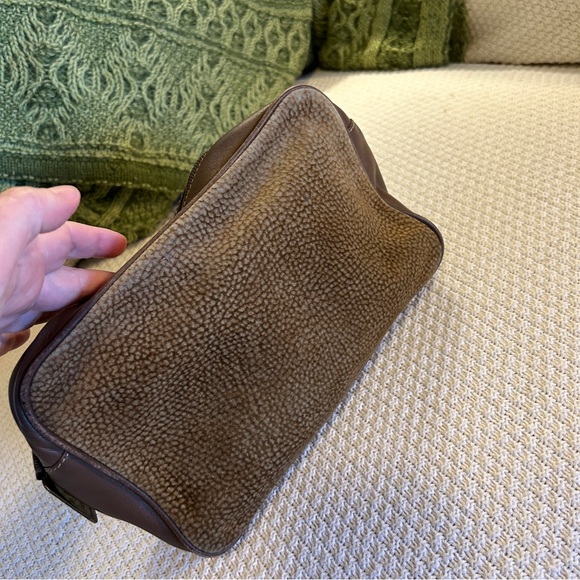 BORBONESE Vintage Redwall Partridge Eye Suede & Leather Clutch Cosmetic Pouch - Picture 9 of 12